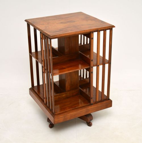 Antique Victorian Walnut Revolving Bookcase
