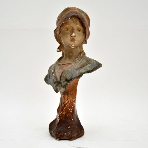 Antique Art Nouveau Plaster Bust by Hochock
