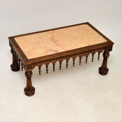 Antique Carved Marble Top Coffee Table