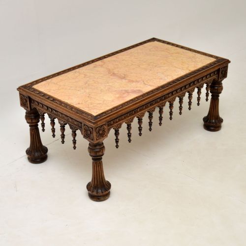 fig 1. Antique Carved Marble Top Coffee Table