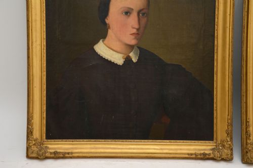 fig 1. Pair of Antique Portrait Oil Paintings