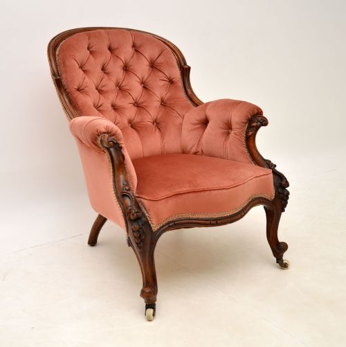 Antique Victorian Carved Mahogany Armchair
