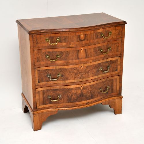 Antique Figured Walnut Serpentine Chest of Drawers
