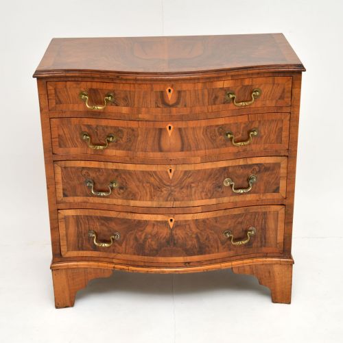 fig 1. Antique Figured Walnut Serpentine Chest of Drawers