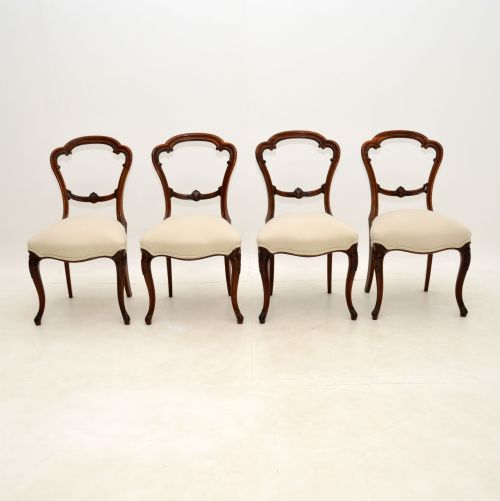 Set of 4 Antique Victorian Rosewood Balloon Back Dining Chairs
