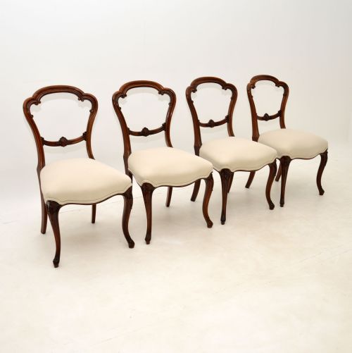 fig 1. Set of 4 Antique Victorian Rosewood Balloon Back Dining Chairs
