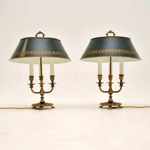 
Pair of Antique French Brass & Tole Table Lamps