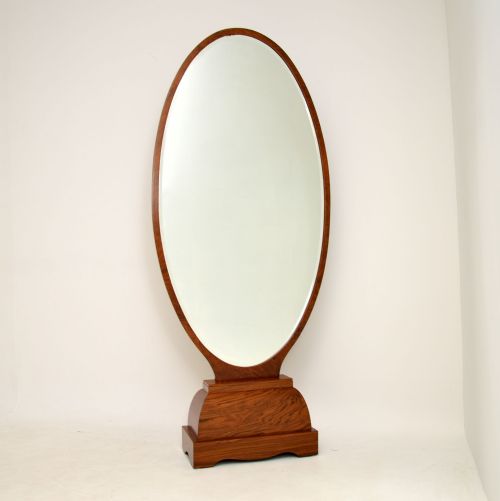 French Art Deco Walnut Free Standing Mirror
