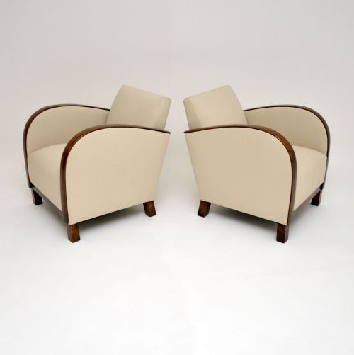 fig 1. Pair of Swedish Art Deco Satin Birch Armchairs