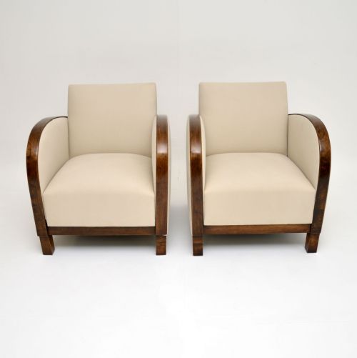 fig 2. Pair of Swedish Art Deco Satin Birch Armchairs