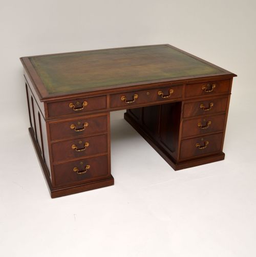 Antique Mahogany Leather Top Partners Desk