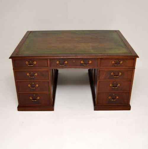 fig 1. Antique Mahogany Leather Top Partners Desk