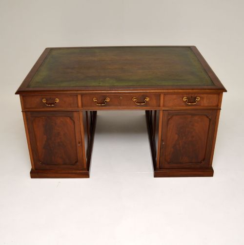 fig 2. Antique Mahogany Leather Top Partners Desk