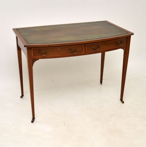 Antique Edwardian Satinwood Inlaid Mahogany Writing Table