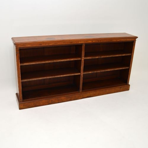 Antique Victorian Burr Walnut Double Open Bookcase
