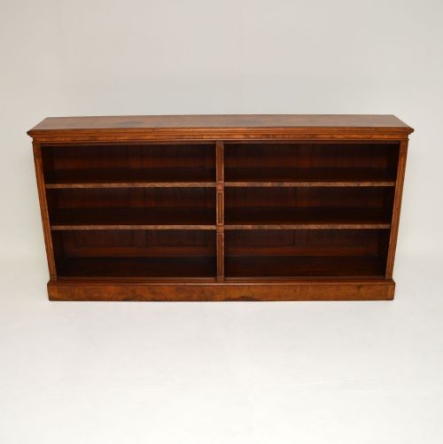 fig 1. Antique Victorian Burr Walnut Double Open Bookcase