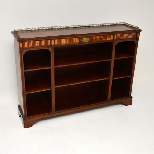 Antique Inlaid Mahogany Open Bookcase