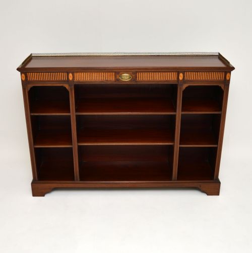 fig 1. Antique Inlaid Mahogany Open Bookcase