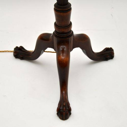 fig 1. Antique Carved Mahogany Floor Lamp with Needlepoint Shade