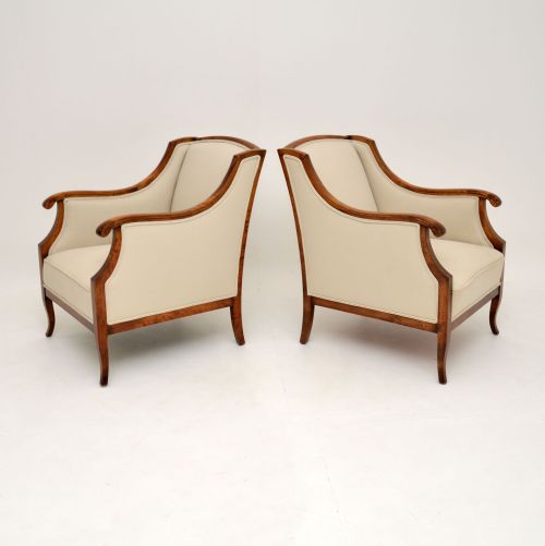 fig 1. Pair of Antique Swedish Satin Birch Armchairs