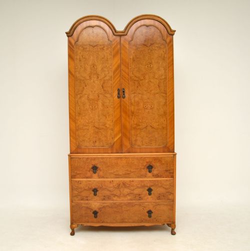 fig 1. Antique Burr Walnut Wardrobe Over Chest