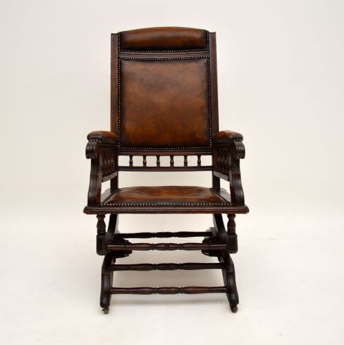 fig 1. Antique Victorian Leather Rocking Chair