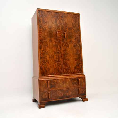 1930’S Art Deco Burr Walnut Tallboy Wardrobe