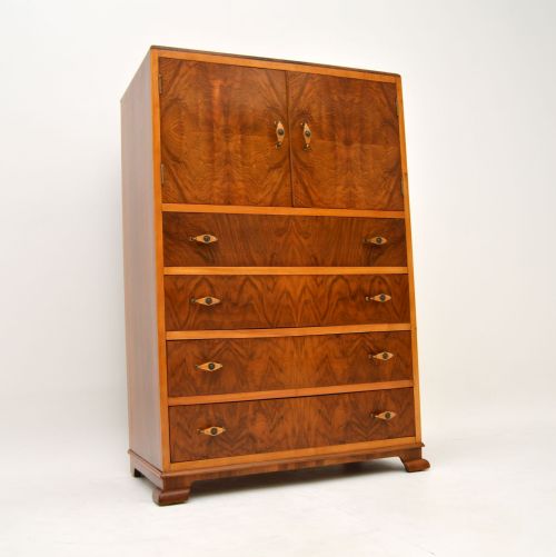 Art Deco Figured Walnut Cabinet on Chest