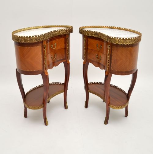 fig 2. Pair of Antique French Marble Top Kidney Side Tables
