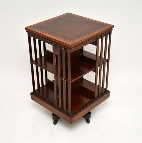 fig 1. Antique Edwardian Inlaid Mahogany Revolving Bookcase