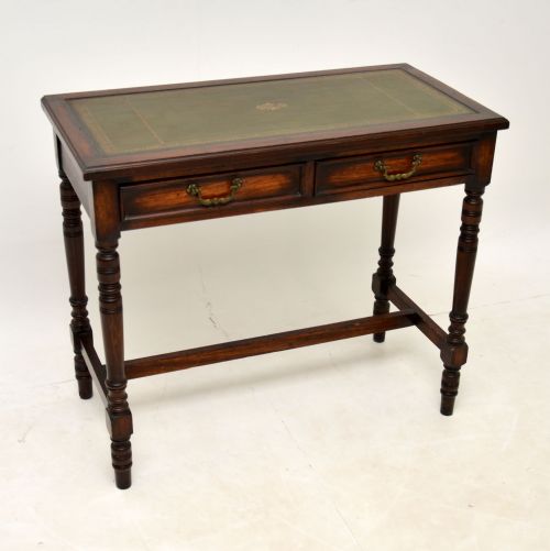Antique Leather Top Oak Writing Table