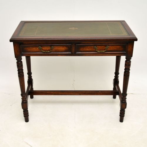 fig 1. Antique Leather Top Oak Writing Table