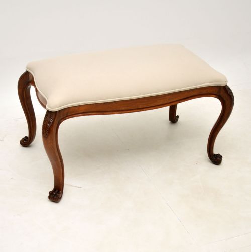 Antique French Carved Walnut Stool
