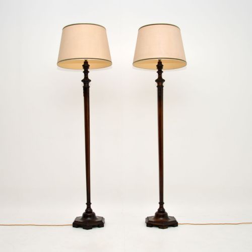 Pair of Antique Mahogany Floor Lamps