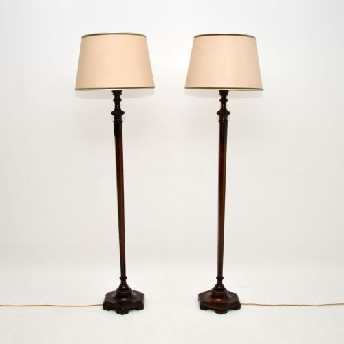 fig 1. Pair of Antique Mahogany Floor Lamps