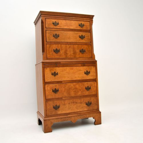 Antique Burr Walnut Chest on Chest of Drawers
