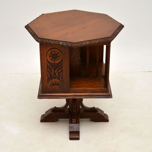 Small Antique Arts & Crafts Oak Revolving Bookcase
