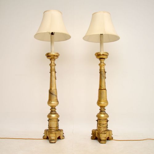 fig 1. Pair of Antique Italian Silver Gilt Floor Lamps