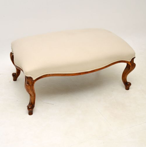 Large Antique Victorian Solid Walnut Stool
