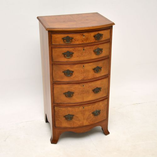 Antique Burr Walnut Slim Chest of Drawers

