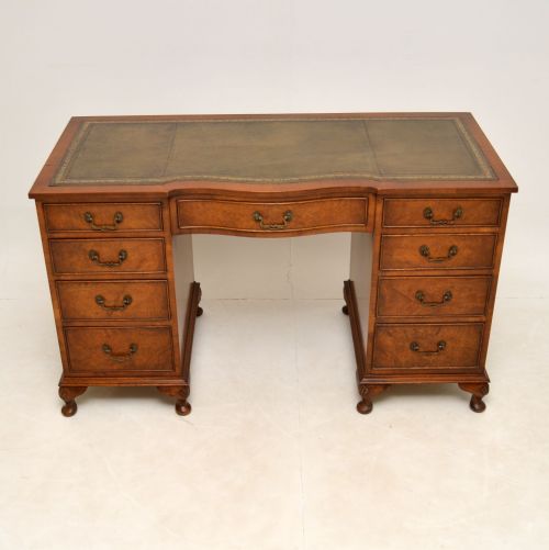 fig 1. Antique Burr Walnut Pedestal Desk