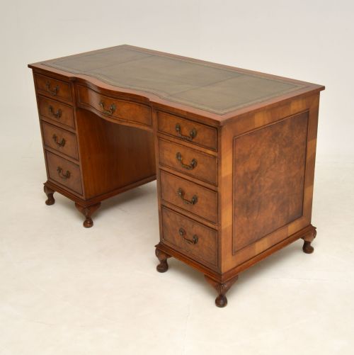 fig 2. Antique Burr Walnut Pedestal Desk