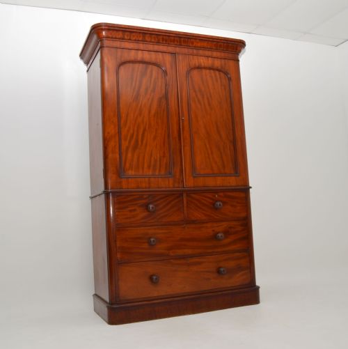 Antique Victorian Mahogany Linen Press
