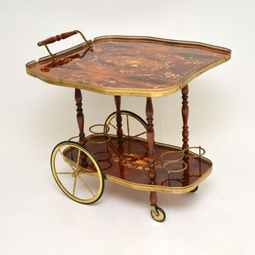 fig 1. Italian Vintage Inlaid Walnut & Brass Drinks Trolley