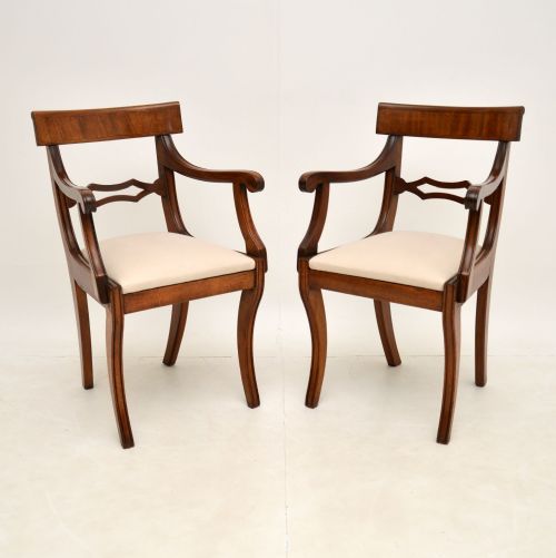 Pair of Antique Regency Period Mahogany Carver Armchairs
