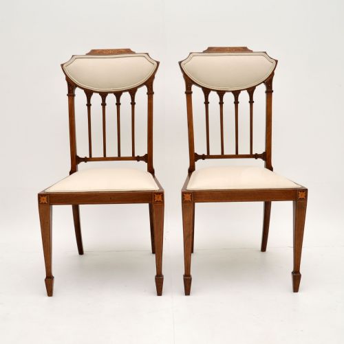 fig 1. Pair of Antique Edwardian Inlaid Mahogany Side Chairs