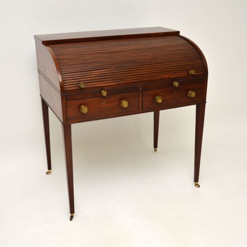 Antique Period George III Mahogany Tambour Top Desk