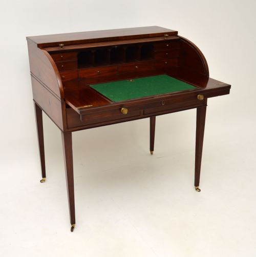 fig 1. Antique Period George III Mahogany Tambour Top Desk