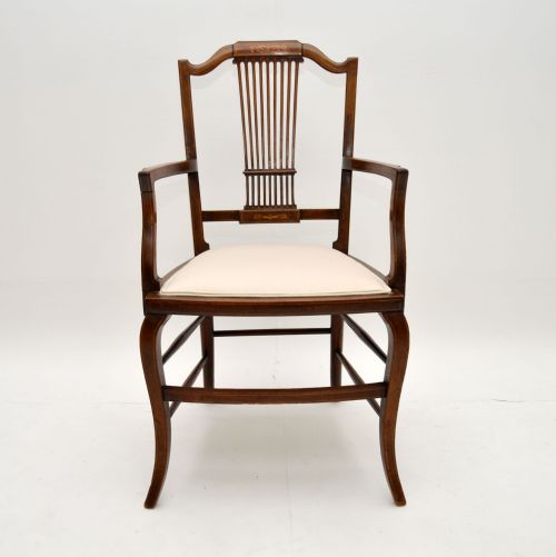 fig 1. Antique Edwardian Inlaid Mahogany Armchair