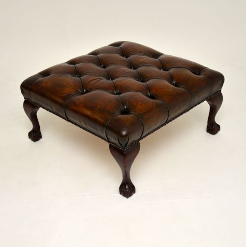 fig 1. Antique Deep Buttoned Leather Foot Stool